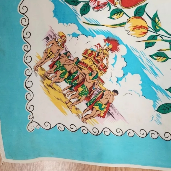 UNIQUE vintage 1950's souvenir from TIJUANA MEXICO OLD MEXICO SCARF 32x34 - Picture 4 of 4